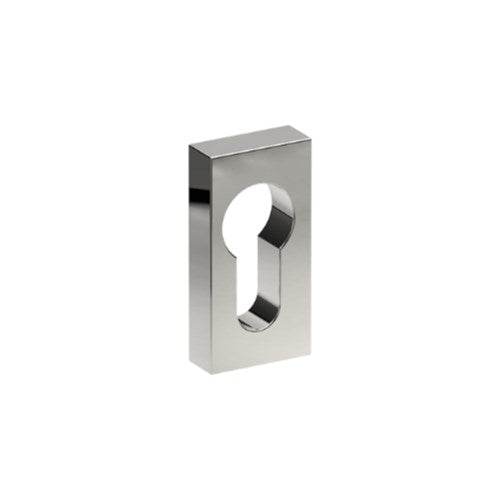 Cylinder Escutcheon, Rectangular, Euro Punch, Stainless Steel, 50 x 25mm. Concealed Fix. (Each) in Polished Stainless