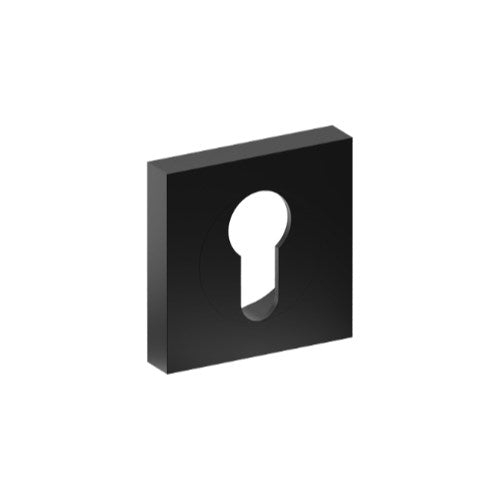 Cylinder Escutcheon, Square, Euro Punch, 52 x 52mm. Two part 'A' type concealed fix. (Each) in Black