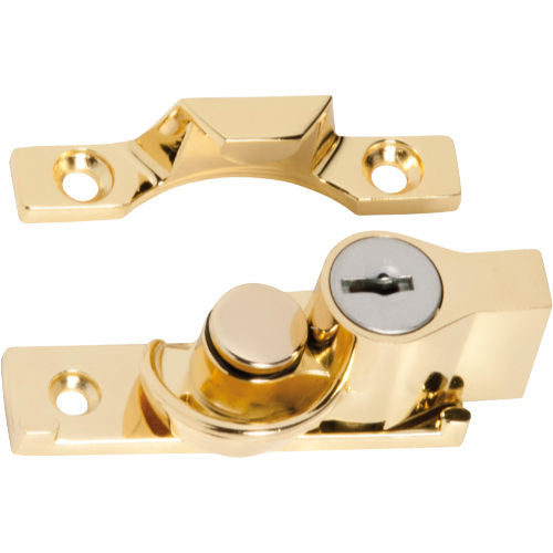 Sash Fastener Locking Narrow Zinc Alloy Electroplated Brass L65xW17mm in Anti-tarnish Brass