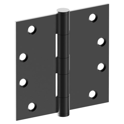 Hinge 100mm x 100mm x 2.5mm, Stainless Steel, Button Tipped, Fixed Pin (w/timber and metal thread Screws) in Black