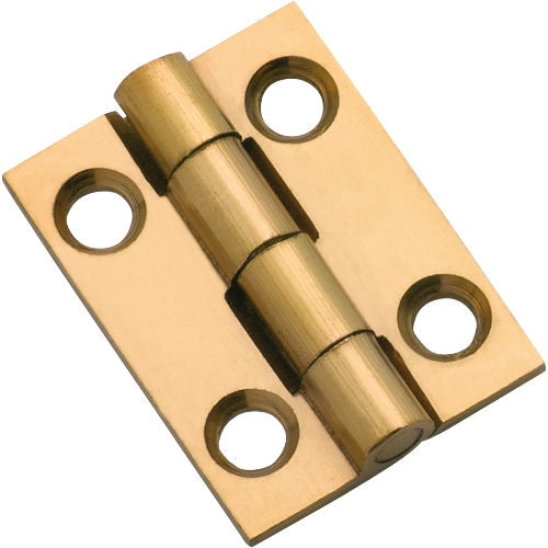Cabinet Hinge Fixed Pin Polished Brass H25xW22mm in Polished Brass