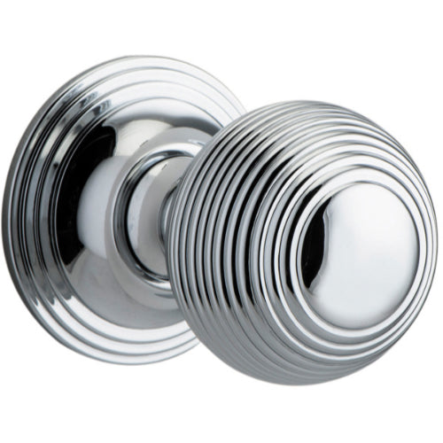Door Knob Guildford Round Rose Concealed Fix Polished Chrome D52xP78mm BP60mm in Polished Chrome