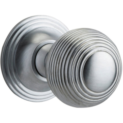Door Knob Guildford Round Rose Concealed Fix Brushed Chrome D52xP78mm BP60mm in Brushed Chrome