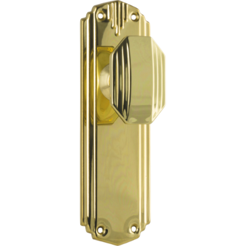 Door Knob Napier Art Deco Latch Pair Polished Brass H178xW54xP50mm in Polished Brass