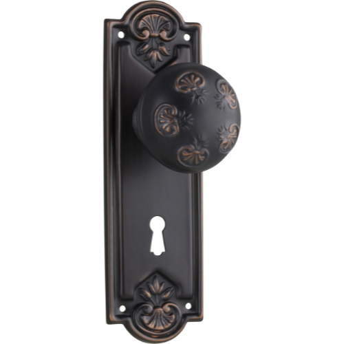 Door Knob Nouveau Lock Pair Antique Copper H188xW58xP60mm in Antique Copper