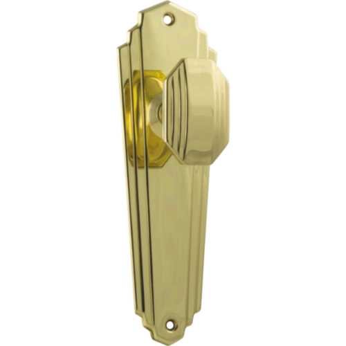 Door Knob Elwood Art Deco Latch Pair Polished Brass H200xW63xP47mm in Polished Brass