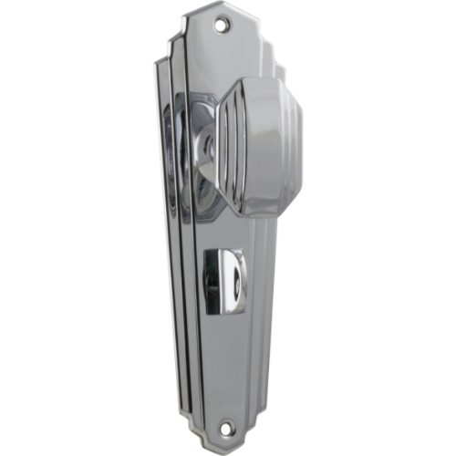 Door Knob Elwood Art Deco Privacy Pair Chrome Plated H200xW63xP47mm in Chrome Plated