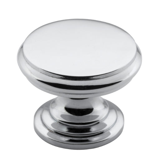 Cupboard Knob Flat Chrome Plated D32xP23mm in Chrome Plated