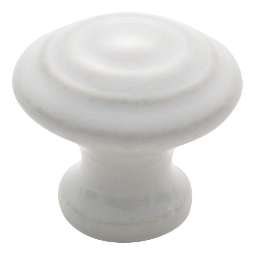 Cupboard Knob White Porcelain Domed D25xP27mm in White Porcelain