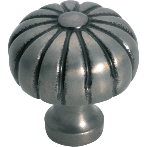 Cupboard Knob Fluted Iron Polished Metal D38xP42mm in Polished Metal