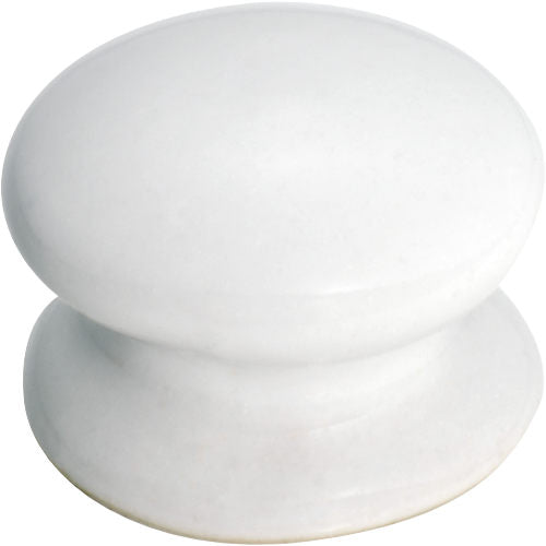 Cupboard Knob White Porcelain Round D32xP23mm in White Porcelain