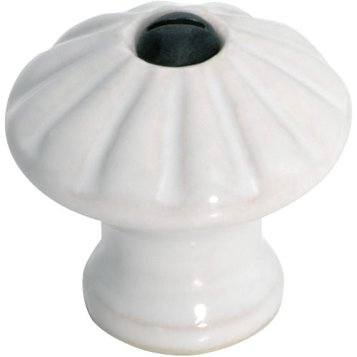 Cupboard Knob White Porcelain Fluted D35xP33mm in White Porcelain