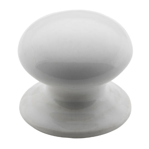 Cupboard Knob White Porcelain Round D30xP29mm in White Porcelain