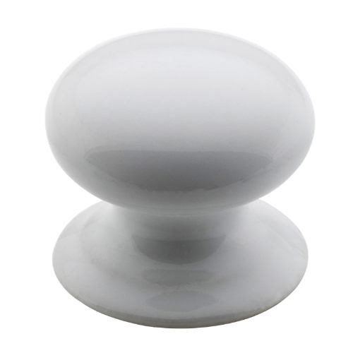 Cupboard Knob White Porcelain Round D35xP31mm in White Porcelain