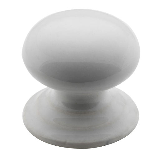 Cupboard Knob White Porcelain Round D38xP37mm in White Porcelain