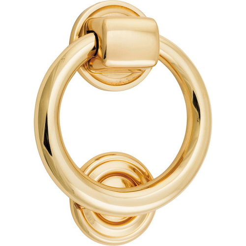 Door Knocker Ring Polished Brass D100xP22mm BP52mm in Polished Brass
