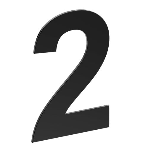 Stainless Steel Number '2' 130mm x 90mm in Matt Black