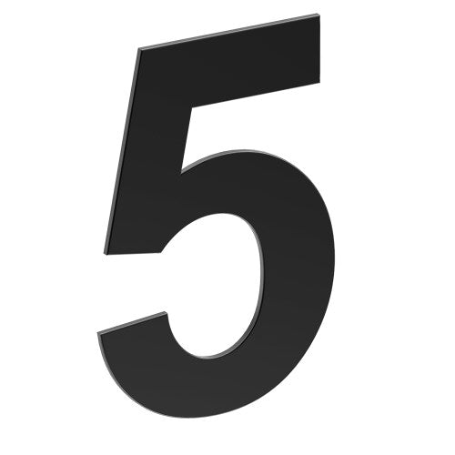 Stainless Steel Number '5' 130mm x 90mm in Matt Black