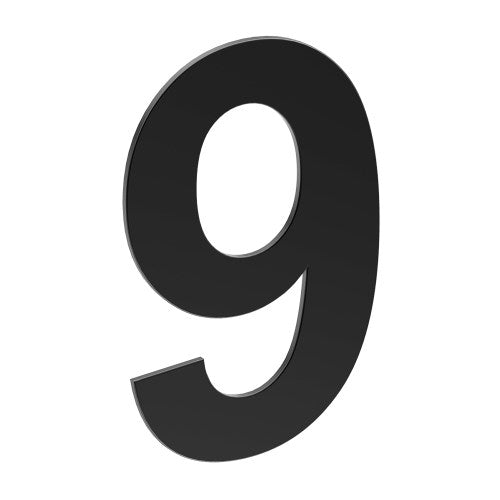 Stainless Steel Number '9' 130mm x 90mm in Matt Black