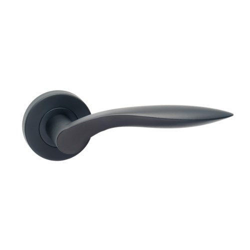 MDZ Lever 06 on Ø53mm Round Rose. in Black