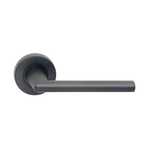 MDZ Lever 08 on Ø53mm Round Rose. in Black