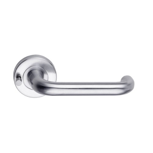 DormaKaba Madinoz Lever 018 door handle with sleek design and metallic finish on a modern door.