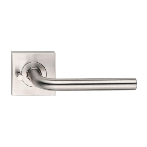 MDZ Lever 40T on Integrated Privacy 57mm x 57mm Square Rose. 316 Marine Grade (Pair) in Polished Stainless Steel