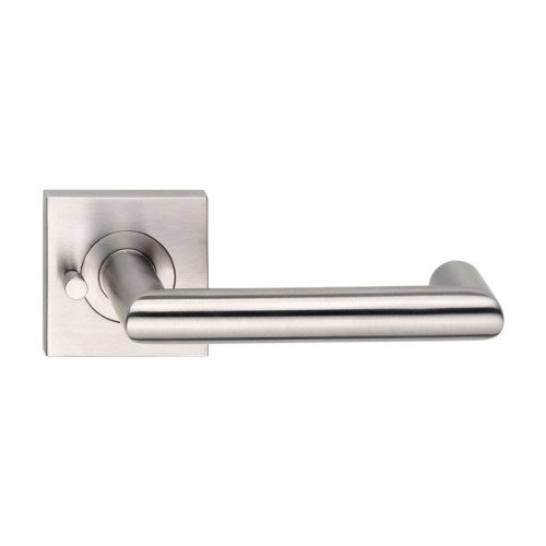 MDZ Lever 81T on Integrated Privacy 57mm x 57mm Square Rose. 316 Marine Grade (Pair) in Polished Stainless Steel