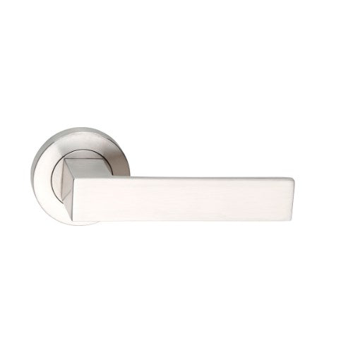 MDZ Lever 120 on Ø53mm Round Rose. 316 Marine Grade (Pair) in Polished Stainless Steel