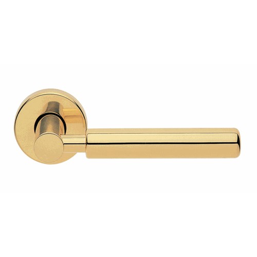 AMLETO - passage lever set square rose (50mm) without latch in Polished Brass