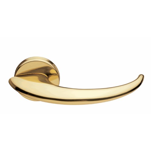 ARCO - passage lever set round rose (52mm) without latch in Polished Brass