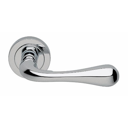 ASTRO - passage lever set round rose (50mm) without latch  in Polished Chrome