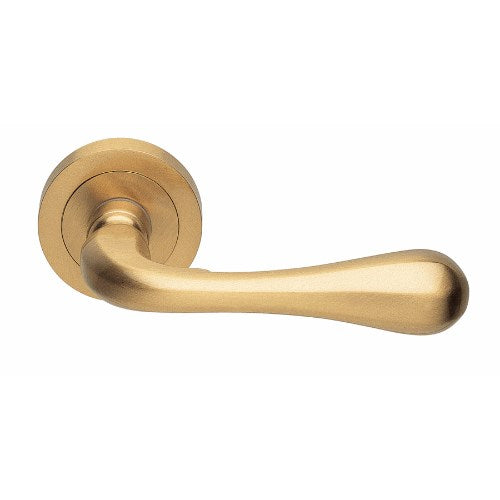 ASTRO - passage lever set round rose (50mm) without latch  in Satin Brass