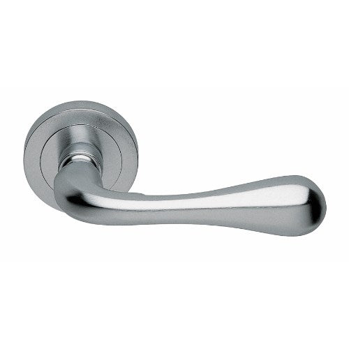 ASTRO - passage lever set round rose (50mm) without latch  in Satin Chrome