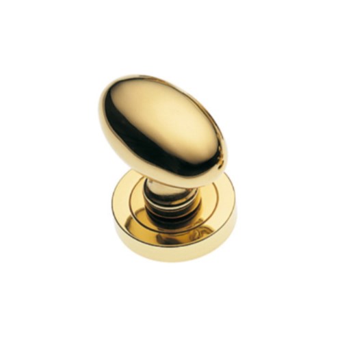 OVAL - knob on longplate set 64mm oval knob Euro 85mm in Polished Brass