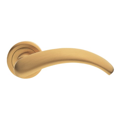 MATRIX - passage lever set square rose (50mm) without latch in Satin Brass