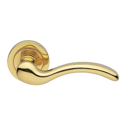 PATRICIA - privacy lever set round rose (50mm) including privacy latch  in Polished Brass