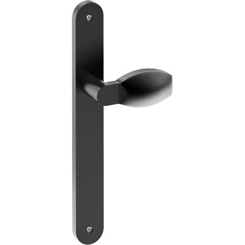 ASH Door Handle on B01 INTERNAL European Standard Backplate, Visible Fixing (Half Set)  in Black Teflon