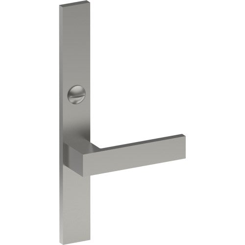 BAR Door Handle on B02 EXTERNAL Australian Standard Backplate with Emergency Release, Concealed Fixing (Half Set) 64mm CTC in Satin Stainless
