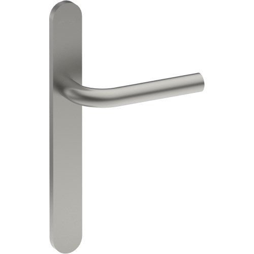 CAPRI Door Handle on B01 EXTERNAL European Standard Backplate, Concealed Fixing (Half Set)  in Satin Stainless