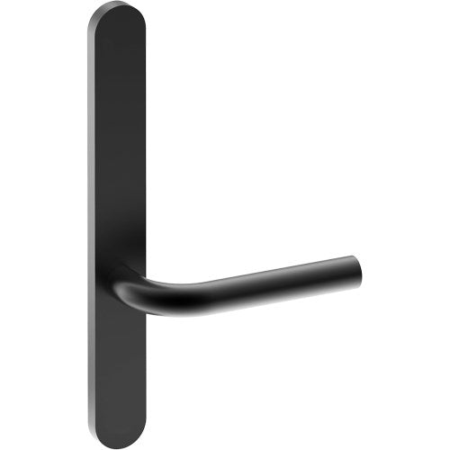 CAPRI Door Handle on B01 EXTERNAL Australian Standard Backplate, Concealed Fixing (Half Set) in Black Teflon