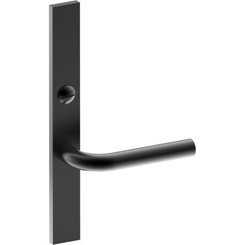 CAPRI Door Handle on B02 EXTERNAL Australian Standard Backplate with Emergency Release, Concealed Fixing (Half Set) 64mm CTC in Black Teflon