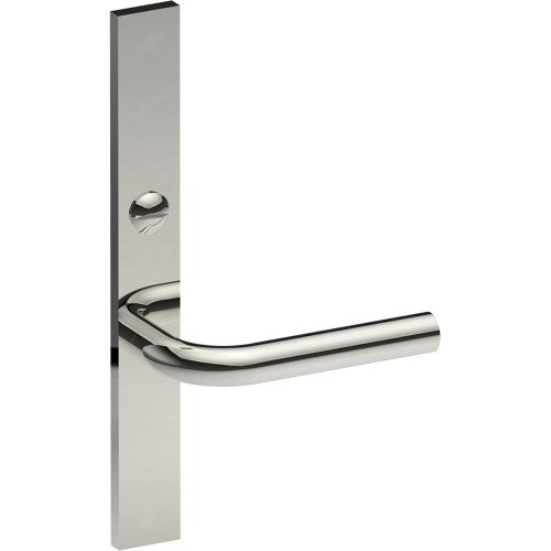 CAPRI Door Handle on B02 EXTERNAL Australian Standard Backplate with Emergency Release, Concealed Fixing (Half Set) 64mm CTC in Polished Stainless