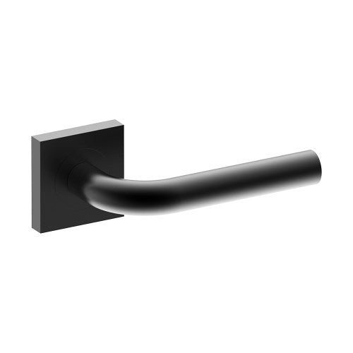 CAPRI Door Handles on Square Rose Concealed Fix Rose (Latch/Lock Sold Seperately) in Black Teflon