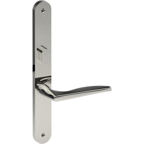 CASTILE Door Handle on B01 INTERNAL Australian Standard Backplate with Privacy Turn, Visible Fixing (Half Set) 64mm CTC in Polished Stainless