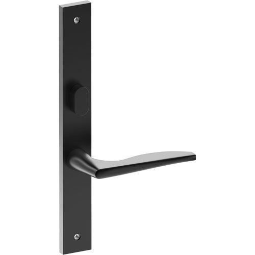 CASTILE Door Handle on B02 INTERNAL Australian Standard Backplate with Privacy Turn, Visible Fixing (Half Set) 64mm CTC in Black Teflon