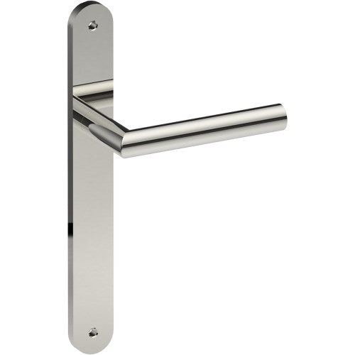 CETINA Door Handle on B01 INTERNAL European Standard Backplate, Visible Fixing (Half Set) in Polished Stainless