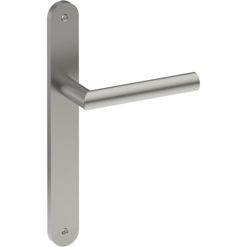 CETINA Door Handle on B01 INTERNAL European Standard Backplate, Visible Fixing (Half Set) in Satin Stainless