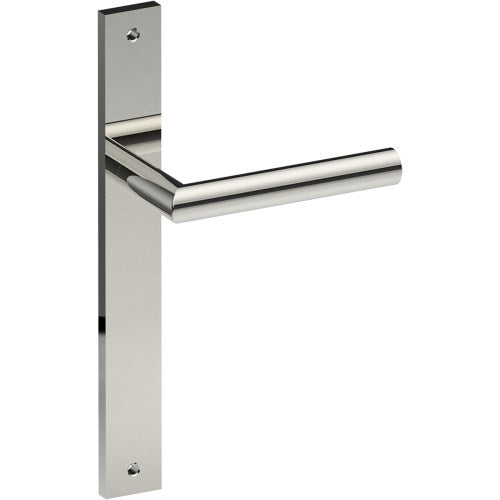 CETINA Door Handle on B02 INTERNAL European Standard Backplate, Visible Fixing (Half Set) in Polished Stainless