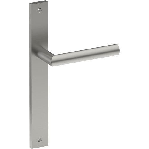 CETINA Door Handle on B02 INTERNAL European Standard Backplate, Visible Fixing (Half Set) in Satin Stainless